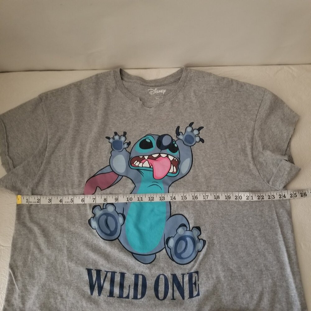 Disney Lilo & Stitch Women 2XL Gray Graphic Wild One Short Sleeve Cutoff Crop To - Picture 8 of 9